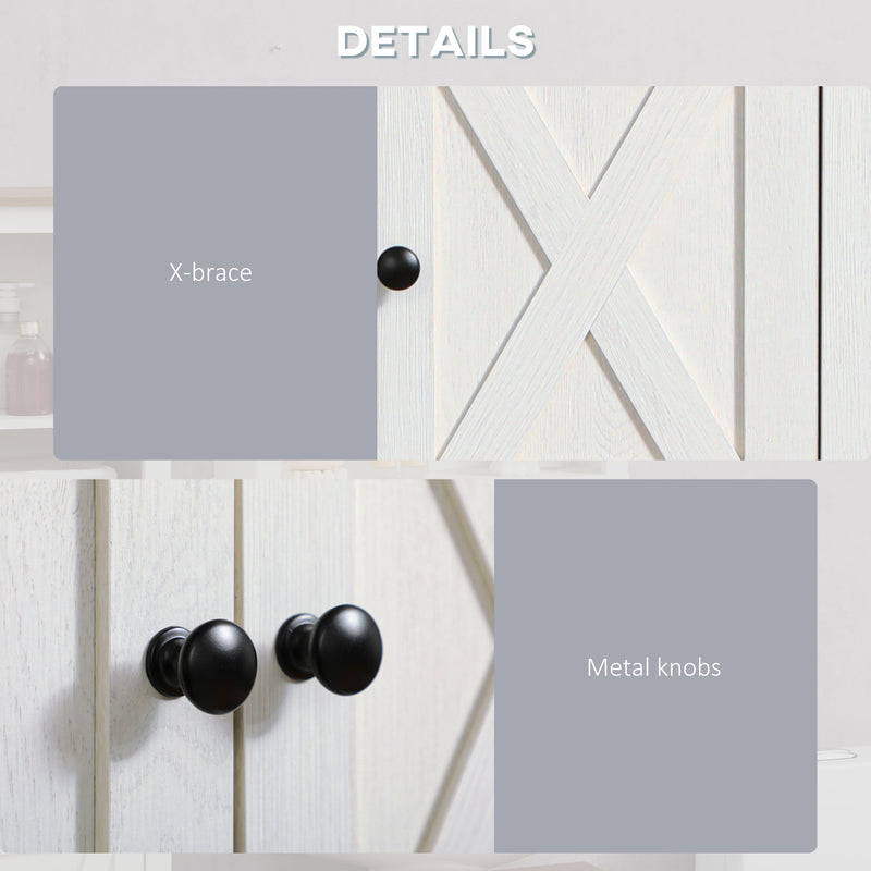 kleankin Farmhouse Bathroom Wall Cabinet with Shelves, Ash Wood-Effect