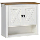 kleankin Farmhouse Bathroom Wall Cabinet with Shelves, Ash Wood-Effect