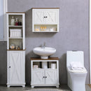 kleankin Farmhouse Bathroom Wall Cabinet with Shelves, Ash Wood-Effect