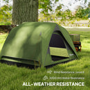 Outsunny 3-4 Person Camping Tent, Waterproof Tent - Blue/Green/Orange