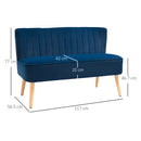 HOMCOM Double Sofa Foam Padding High Back, Dark Blue