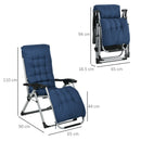 Outsunny 2 PCS Reclining Zero Gravity Chair Folding Lounger Cushion Blue