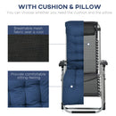 Outsunny 2 PCS Reclining Zero Gravity Chair Folding Lounger Cushion Blue