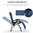 Outsunny 2 PCS Reclining Zero Gravity Chair Folding Lounger Cushion Blue
