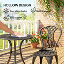 Outsunny Outdoor Bistro Set Cast Aluminium Patio Furniture For 2, Brown