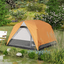 Outsunny 3-4 Person Camping Tent, Waterproof Tent - Blue/Green/Orange