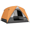 Outsunny 3-4 Person Camping Tent, Waterproof Tent - Blue/Green/Orange