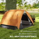 Outsunny 3-4 Person Camping Tent, Waterproof Tent - Blue/Green/Orange