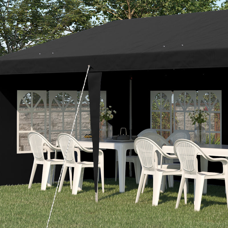 Outsunny 3 x 6m Heavy Duty Gazebo Marquee Party Tent with Storage Bag Black