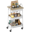 HOMCOM Rolling Utility Cart with Mesh Baskets for Kitchen White Oak