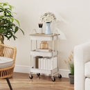HOMCOM Rolling Utility Cart with Mesh Baskets for Kitchen White Oak