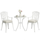 Outsunny 3 PCs Aluminium Garden Coffee Table Set W/ Parasol Hole & Cushions