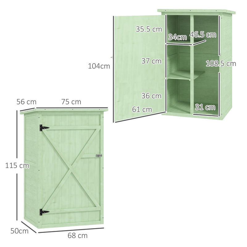 Outsunny Garden Shed Outdoor Tool Storage w/ 2 Shelves 75 x 56 x115cm Green