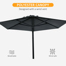 Outsunny Wall-Mounted Parasol Patio Umbrella With Hand To Push System - Khaki/Grey