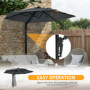 Outsunny Wall-Mounted Parasol Patio Umbrella With Hand To Push System - Khaki/Grey