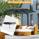 Outsunny Wall-Mounted Parasol Patio Umbrella With Hand To Push System - Khaki/Grey