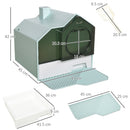 PawHut Hooded Cat Litter Tray w/ Scoop, Drawer Pan Handle Deodorants Light Blue