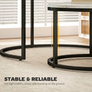 HOMCOM 2 Pcs Stacking Coffee Table Set Steel Frame, Marble White