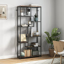 HOMCOM Industrial Bookcase 7-Tier Bookshelf Shelving Unit Rustic Brown Black
