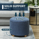 HOMCOM 45cm Round Ottoman with Storage, Lid, Cashmere Footstool