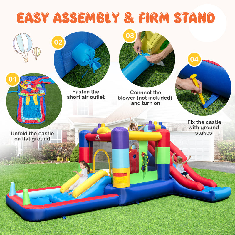 Building Block Inflatable Bounce House with 2 Slides and Ocean Ball Po