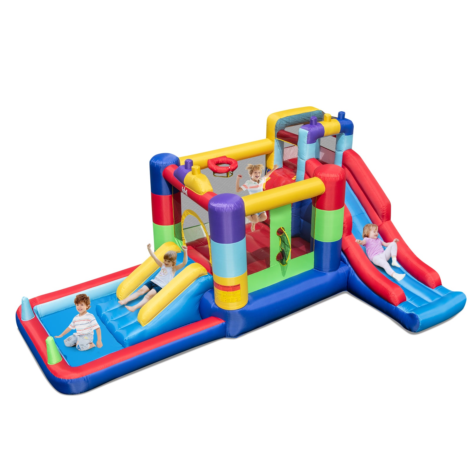 Building Block Inflatable Bounce House with 2 Slides and Ocean Ball Po