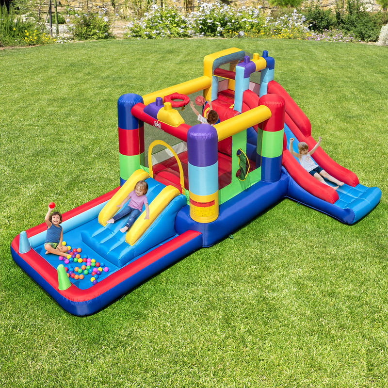 Building Block Inflatable Bounce House with 2 Slides and Ocean Ball Po
