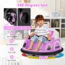 6V Kids Ride on Battery Powered Bumping Car with Flashing LED Lights-Pink
