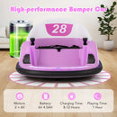 6V Kids Ride on Battery Powered Bumping Car with Flashing LED Lights-Pink