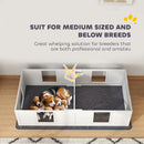 PawHut Whelping Box for Dogs with Whelping Pad, Two Room Design - White