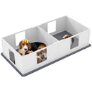 PawHut Whelping Box for Dogs with Whelping Pad, Two Room Design - White
