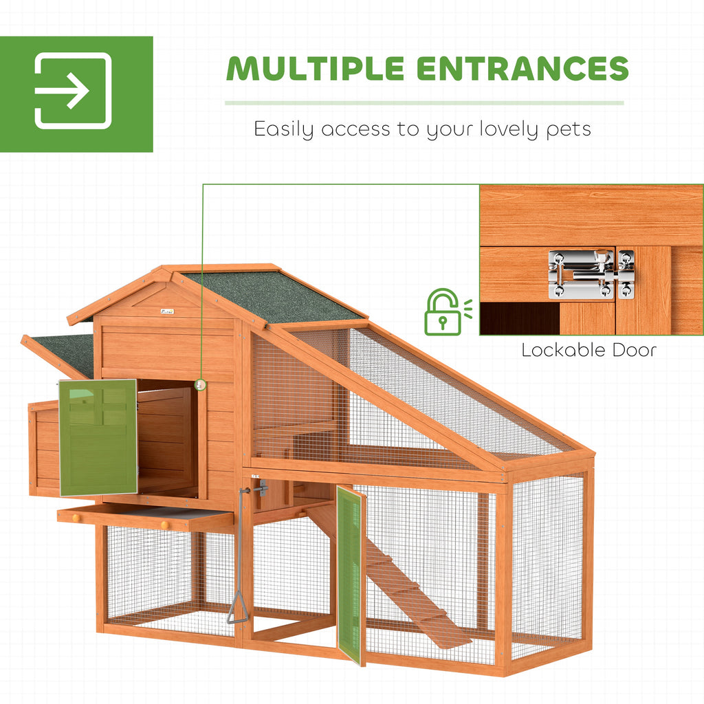 Nesting Slide PawHut Wooden Chicken Coop With Run, Nesting Box, Slide-out Tray, Ramp