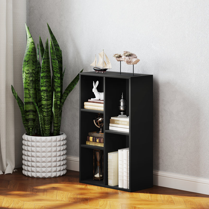 HOMCOM 2-Tier Bookshelf with 5 Open Storage Compartments