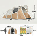 Outsunny Inflatable Camping Tent W/ Air Pump, 2-3 Person Blow Up Tent, Khaki