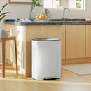 HOMCOM Pedal Bin With Soft-Close Lid, 50L Kitchen Bin With Carry Handle Cream