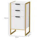 HOMCOM Industrial 3-Drawer Bedroom Chest of Drawers with Metal Frame, White