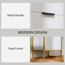 HOMCOM Industrial 3-Drawer Bedroom Chest of Drawers with Metal Frame, White