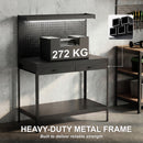 HOMCOM 110 cm Workbench with Pegboard and LED Light, 272 kg Load Capacity