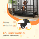 PawHut 48 Inch Heavy Duty Dog Crate On Wheels W/ Removable Tray, Openable Top