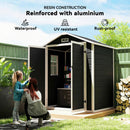 Outsunny Garden Shed 6'x4.5' Plastic Tool Storage House w/ Lockable Double Doors