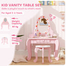 AIYAPLAY Kids Dressing Table Set, 2 PCS Children Vanity Table with Stool