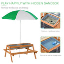 Outsunny Wooden Kids Picnic Table, Sand And Water Table With Benches, Brown