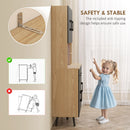 HOMCOM Tall Kitchen Cupboard With LED Lights And Adjustable Shelves, Oak And Black