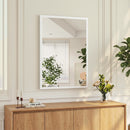 HOMCOM Wall-Mounted Bathroom Mirror, Decorative Rectangular, White