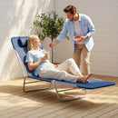 Outsunny Adjustable Sun Bed Garden Lounger Recliner Relaxing Camping Blue