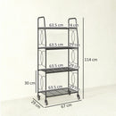 Outsunny 4-Tier Metal Plant Stand, Plants Display Rack with Lockable Wheels
