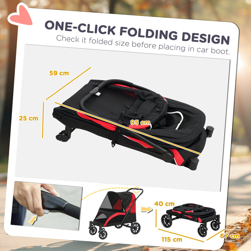 PawHut Easy Folding Pet Stroller for Large Dogs