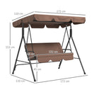 Outsunny Outdoor 3-person Porch Swing Chair with Adjustable Canopy Brown