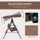Outsunny Outdoor 3-person Porch Swing Chair with Adjustable Canopy Brown