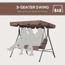 Outsunny Outdoor 3-person Porch Swing Chair with Adjustable Canopy Brown